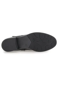 The First P623 Niedrige schwarze Stiefeletten mit seitlicher Schnalle