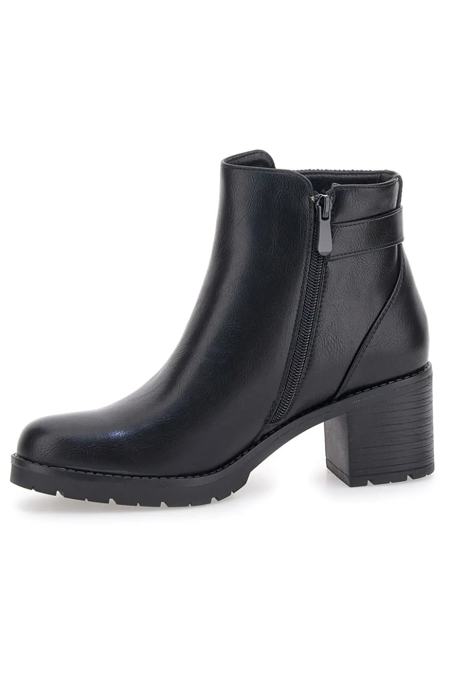 The First P628 schwarze Stiefeletten mit mittlerem Absatz und elastischer Seite