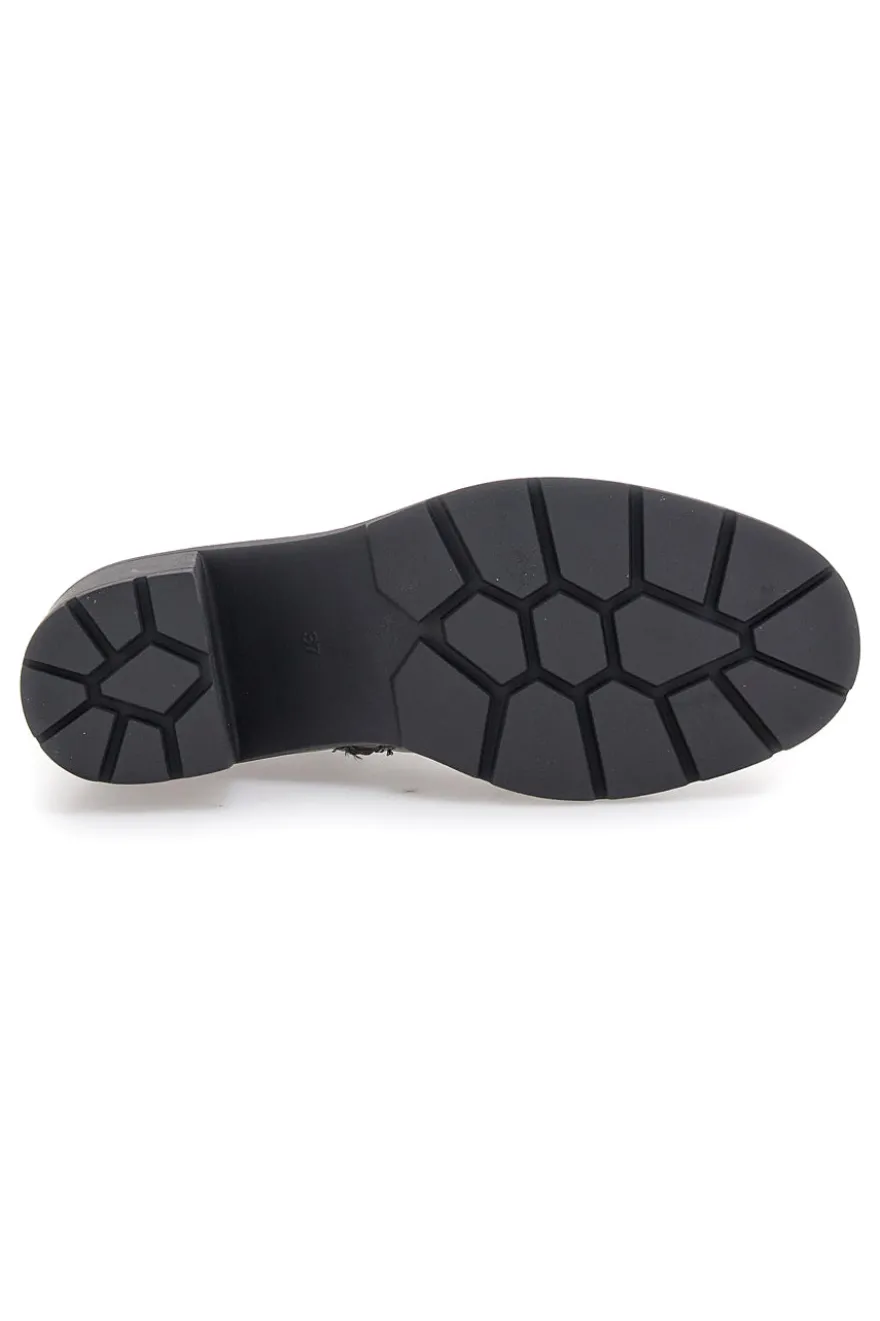 The First P629 Schwarze Stiefeletten mit mittelhohem Absatz und seitlichem Riemen