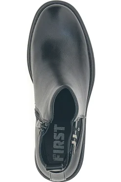 The First P629 Schwarze Stiefeletten mit mittelhohem Absatz und seitlichem Riemen