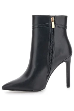 The First P626 Schwarze Stiefeletten mit hohem Absatz und goldenem Riemen