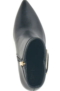 The First P626 Schwarze Stiefeletten mit hohem Absatz und goldenem Riemen