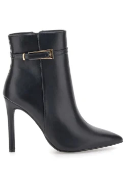 The First P626 Schwarze Stiefeletten mit hohem Absatz und goldenem Riemen