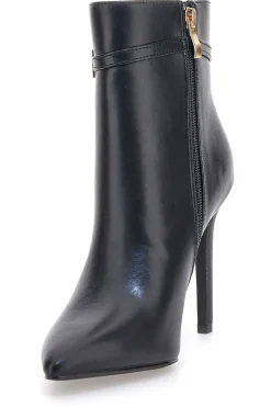 The First P626 Schwarze Stiefeletten mit hohem Absatz und goldenem Riemen