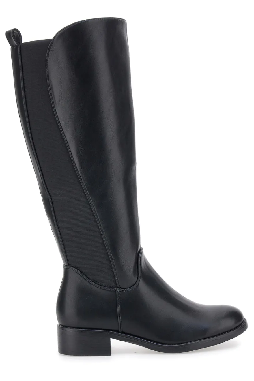 The First P614 Schwarze Stiefel mit Gummiband
