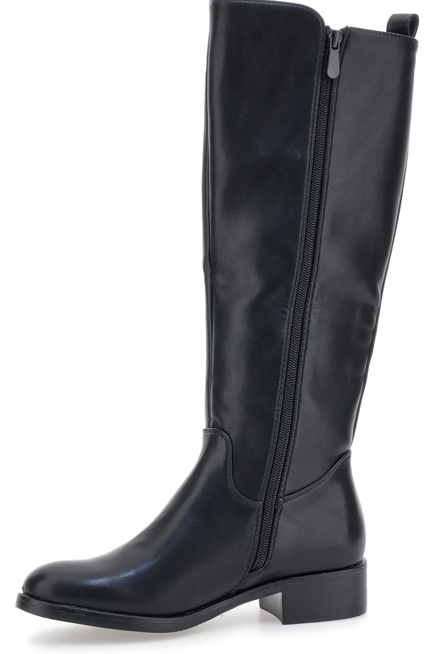 The First P614 Schwarze Stiefel mit Gummiband