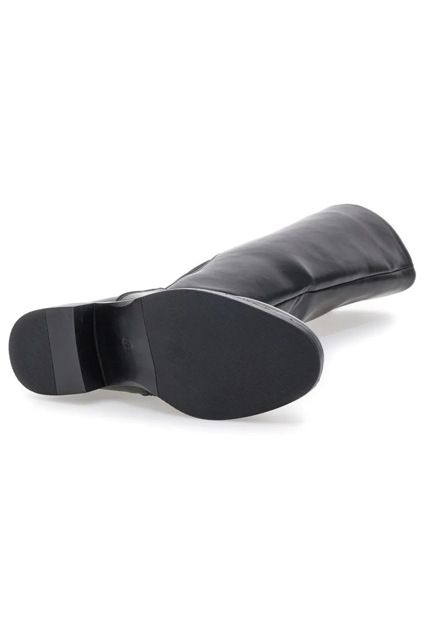 The First P614 Schwarze Stiefel mit Gummiband