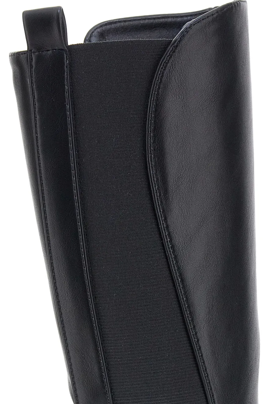 The First P614 Schwarze Stiefel mit Gummiband