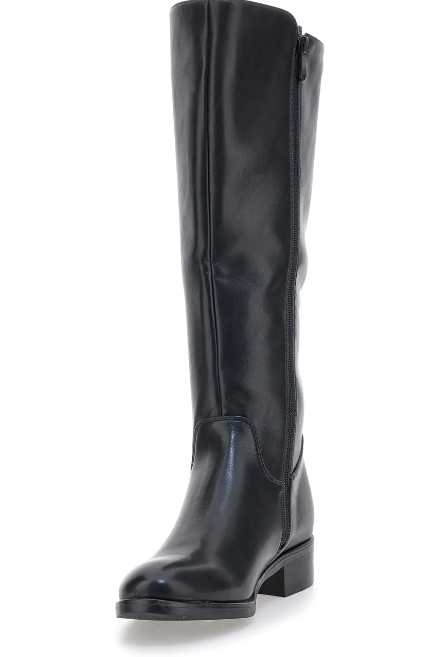 The First P614 Schwarze Stiefel mit Gummiband