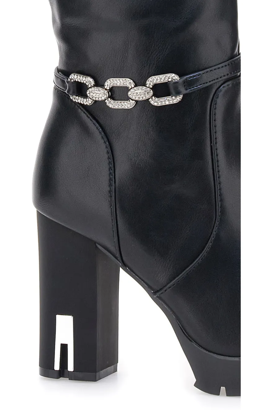 THE FIRST 6Y20866Y862G Schwarze Stiefel mit hohem Absatz