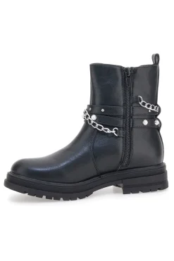 Tronchetti neri con catena e borchie Pitt Kids SKBS812
