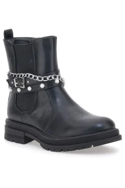 Tronchetti neri con catena e borchie Pitt Kids SKBS812