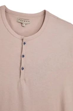 T-shirt beige con bottoni girocollo Pittarello Tierra NBY369