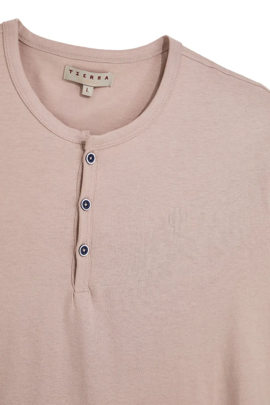 T-shirt beige con bottoni girocollo Pittarello Tierra NBY369