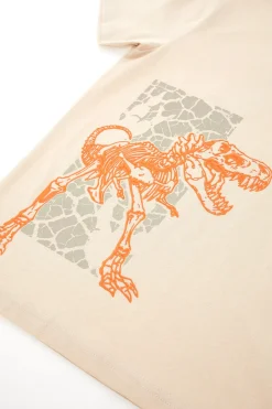 T-Shirt Beige con Dinosauro Arancione Pitt Kids PT-B-F-05004
