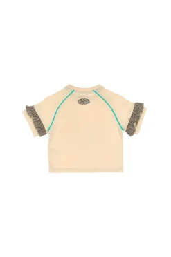 T-Shirt Beige Con Fantasia Animalier e Volant PITT KIDS PT-K-T-7002