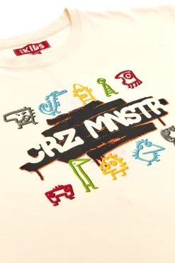 T-Shirt Beige Con Stampa sul Petto Pitt Kids PT-K-T-7037