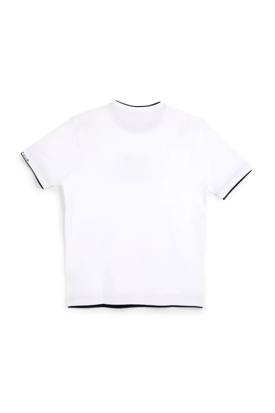 T-shirt bianca con profili a contrasto in cotone Us golf TS1053