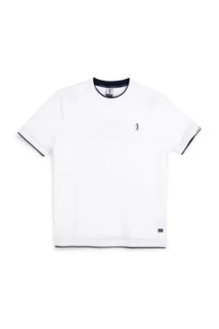T-shirt bianca con profili a contrasto in cotone Us golf TS1053