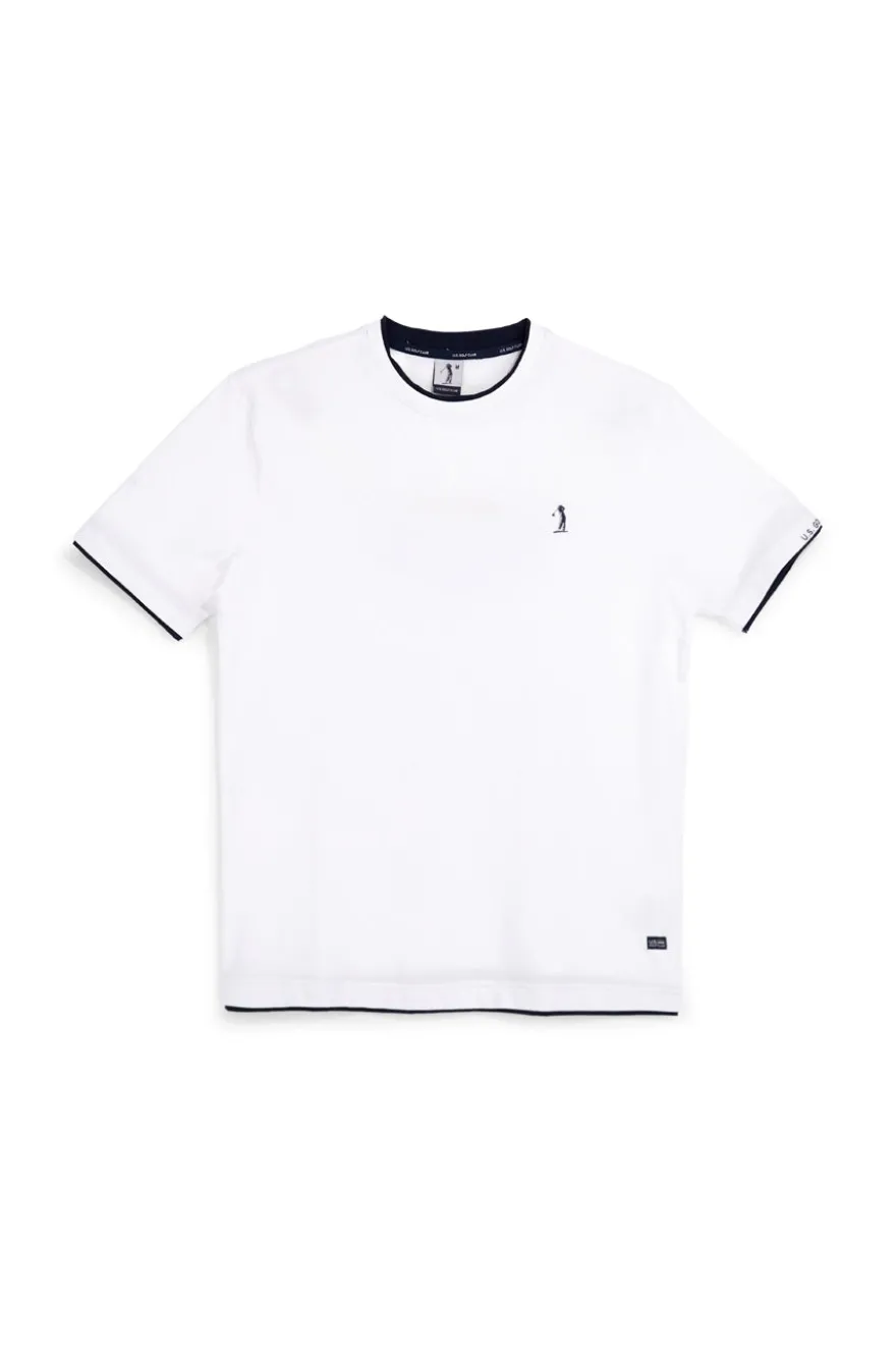 T-shirt bianca con profili a contrasto in cotone Us golf TS1053