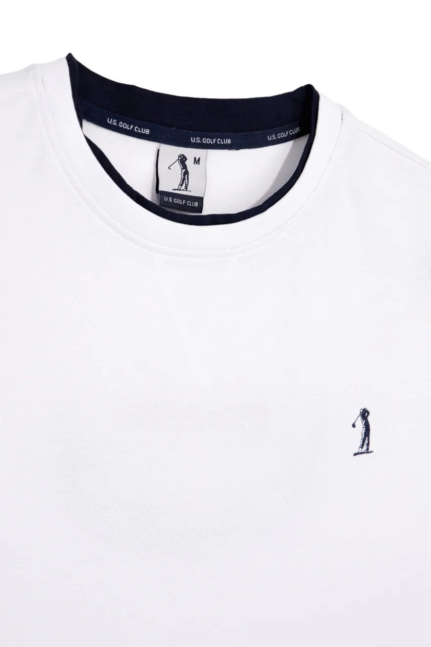 T-shirt bianca con profili a contrasto in cotone Us golf TS1053