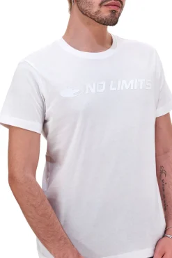 T-Shirt Bianca con Stampa No Limits 049S24
