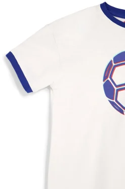 T-shirt bianca con stampa pallone Pitt kids PT-B-T-9052