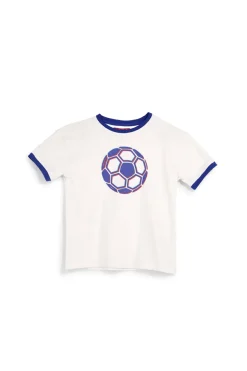T-shirt bianca con stampa pallone Pitt kids PT-B-T-9052