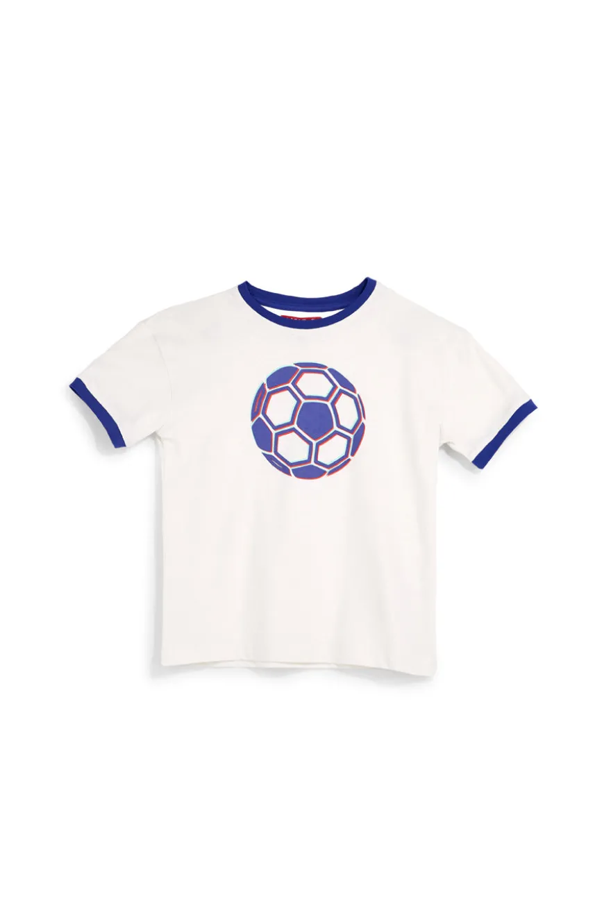 T-shirt bianca con stampa pallone Pitt kids PT-B-T-9052