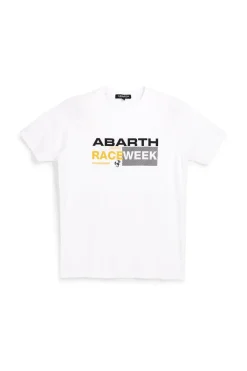 T-shirt bianca con stampa frontale Abarth AH003TE