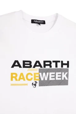 T-shirt bianca con stampa frontale Abarth AH003TE