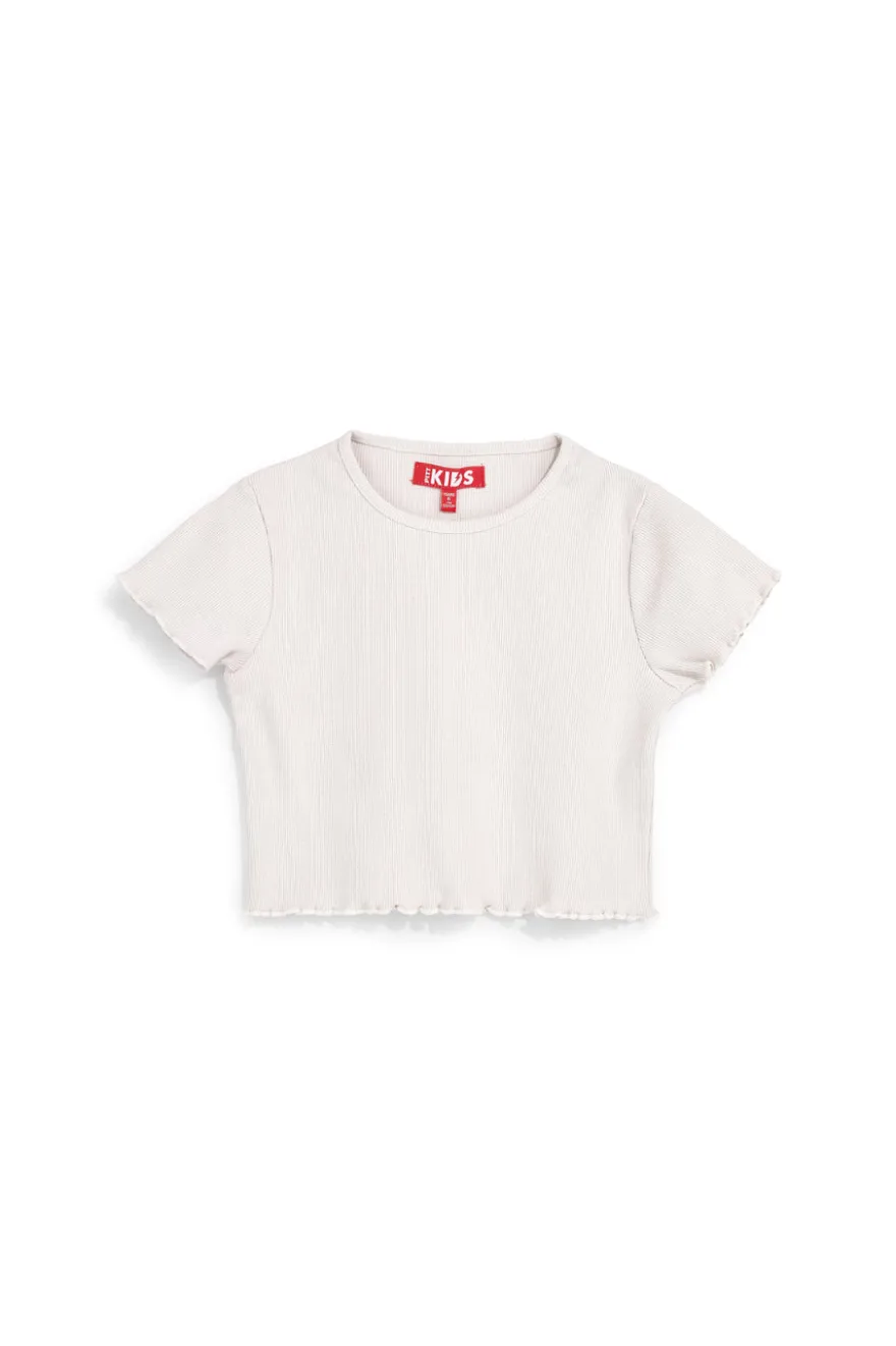 T-shirt bianca in tessuto a costine Pitt kids PT-G-T-9057
