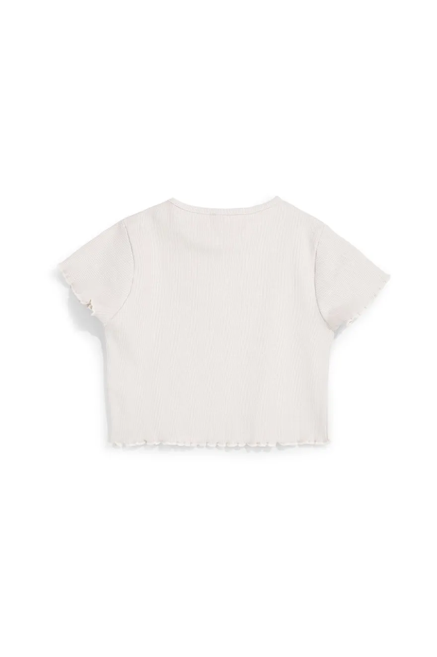 T-shirt bianca in tessuto a costine Pitt kids PT-G-T-9057