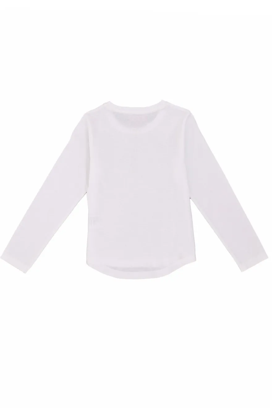 T-Shirt Bianche a Maniche Lunghe Stampata Pitt Kids PT-G-T-05054