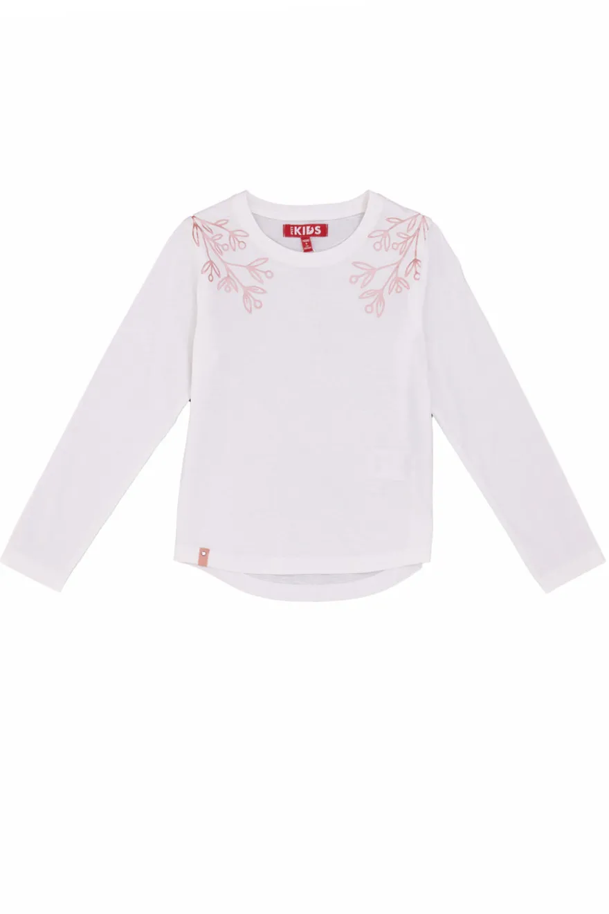 T-Shirt Bianche a Maniche Lunghe Stampata Pitt Kids PT-G-T-05054