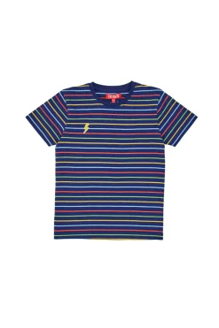 T-Shirt Blu con Righe Colorate Pitt Kids PT-B-T-05007