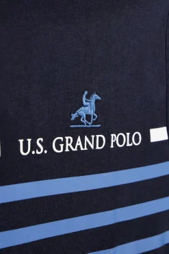 T-shirt blu con righe e logo U.s.grand polo S61620M