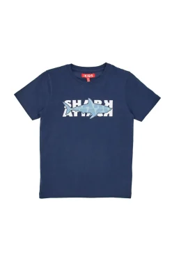 T-Shirt Blu con Squalo Stampato Pitt Kids PT-B-T-05019