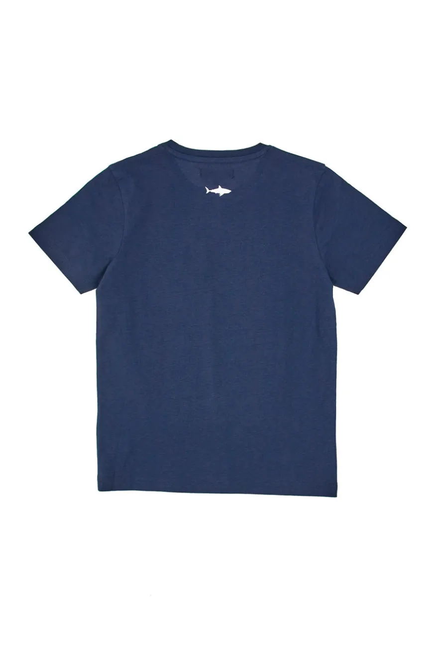 T-Shirt Blu con Squalo Stampato Pitt Kids PT-B-T-05019