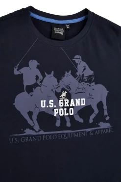 T-shirt blu con stampa logo U.s.grand polo US61612M