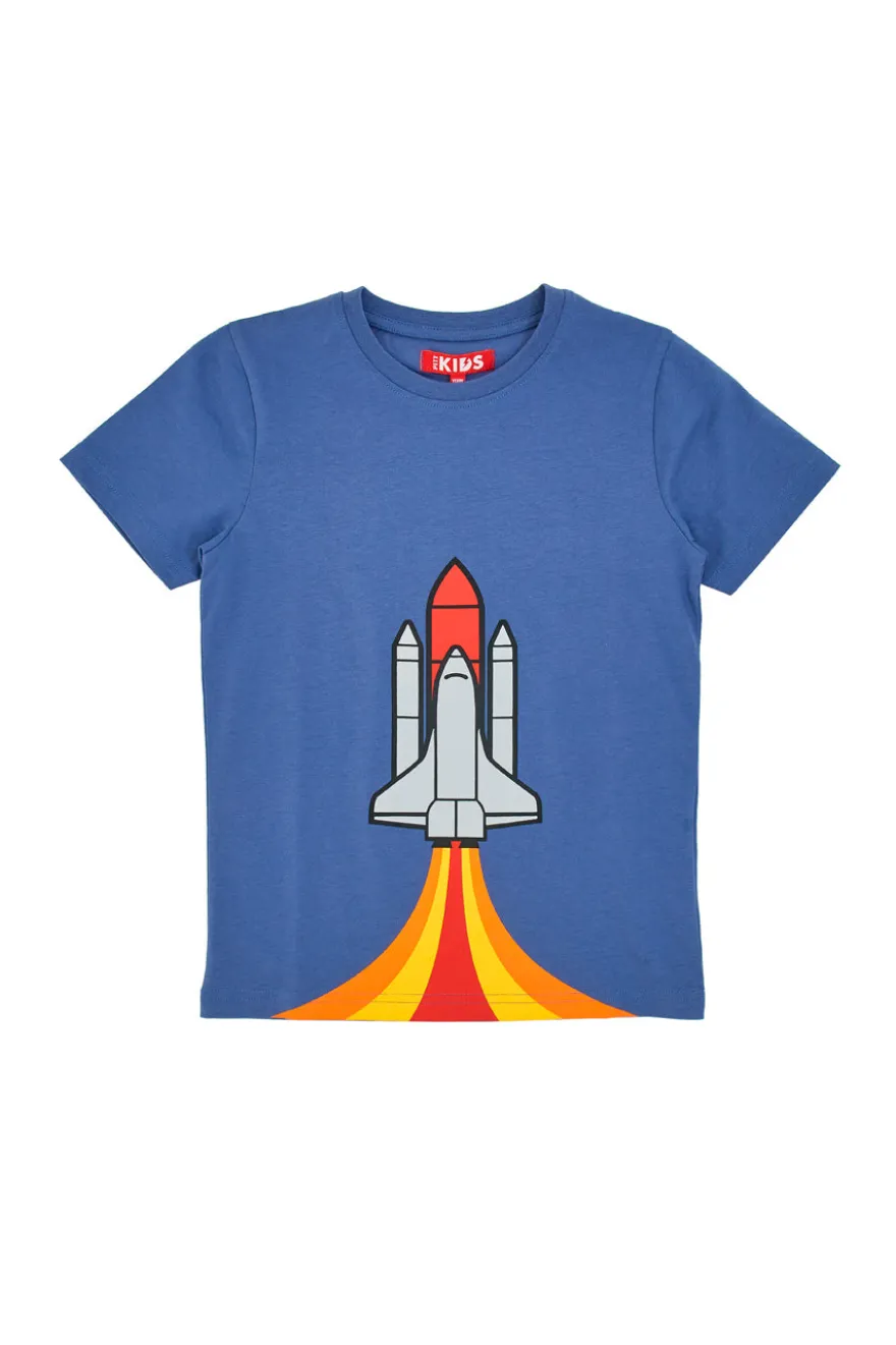 T-Shirt Blu con Stampa Pitt Kids PT-B-T-05027