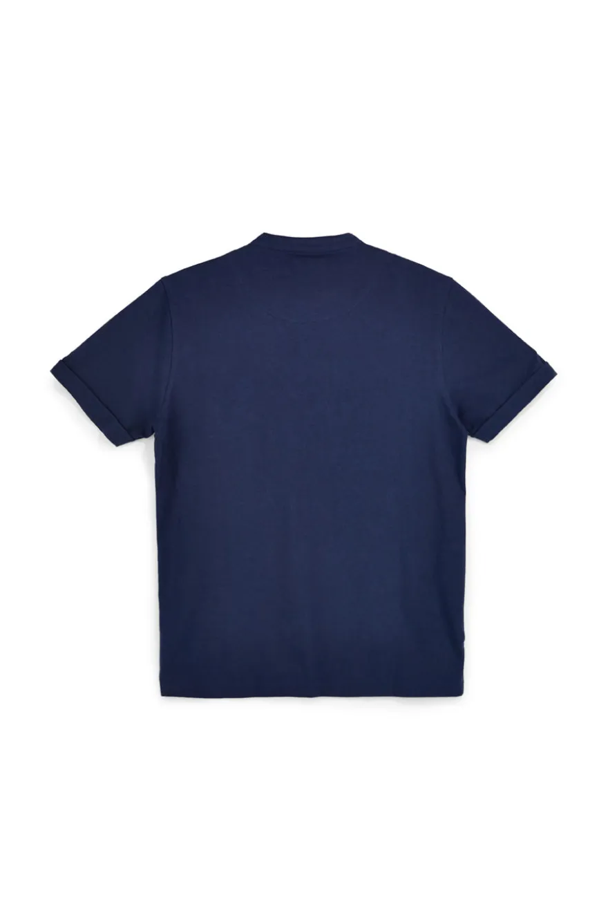 T-shirt blu girocollo bottoni tinta unita Sevenoaks NBY1443