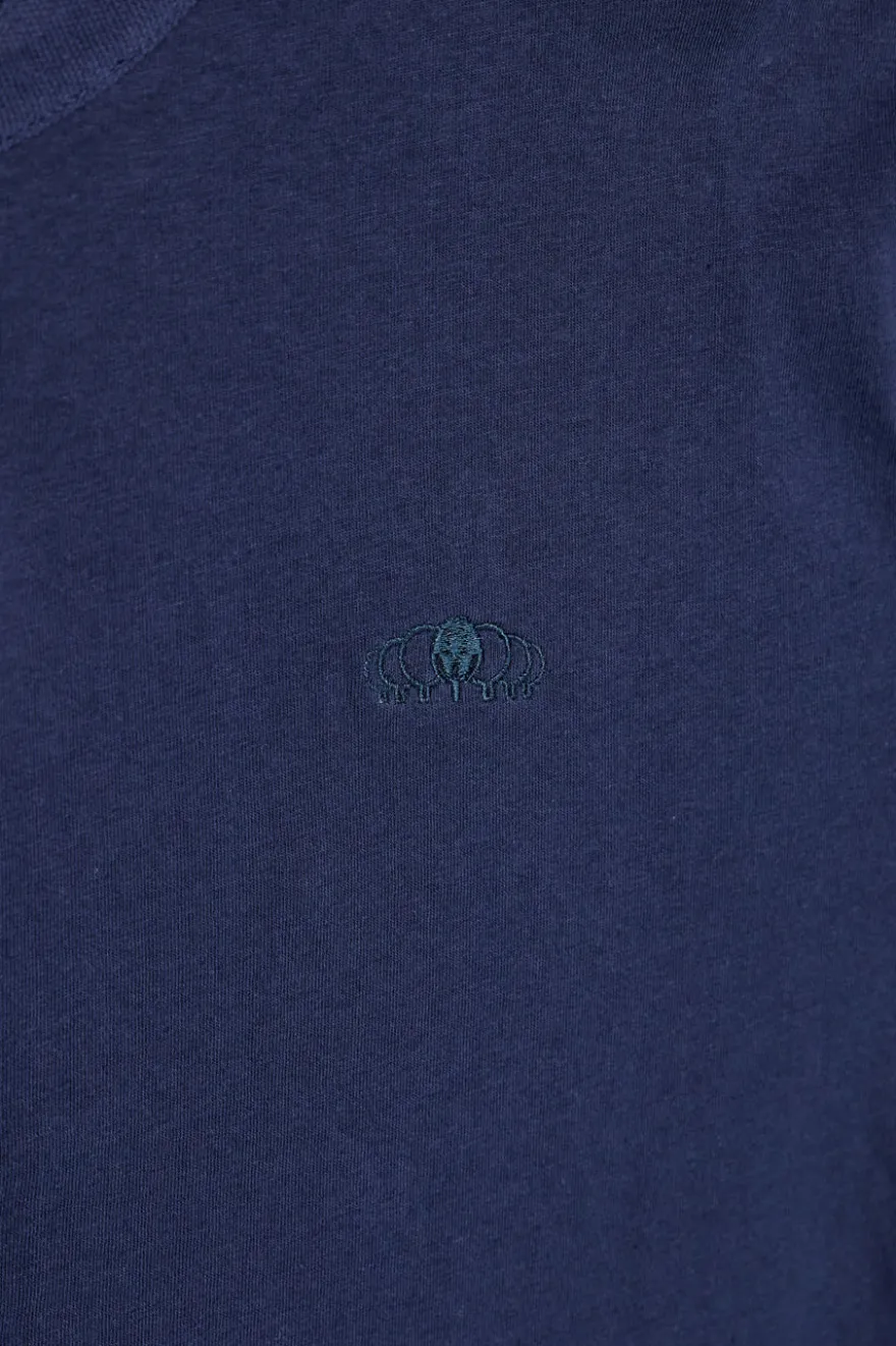 T-shirt blu girocollo bottoni tinta unita Sevenoaks NBY1443