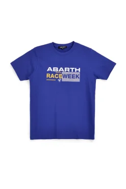 T-shirt blu royal con stampa frontale Abarth AH003TE