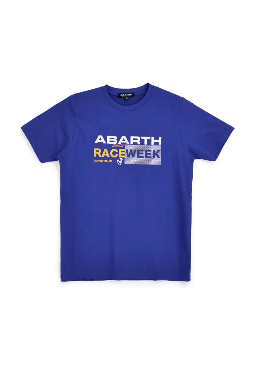 T-shirt blu royal con stampa frontale Abarth AH003TE
