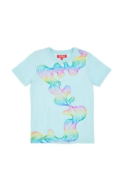 T-Shirt Celeste con Stampa Effetto Metallizzato Pitt Kids PT-G-T-05084