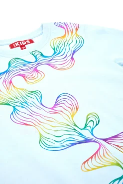 T-Shirt Celeste con Stampa Effetto Metallizzato Pitt Kids PT-G-T-05084