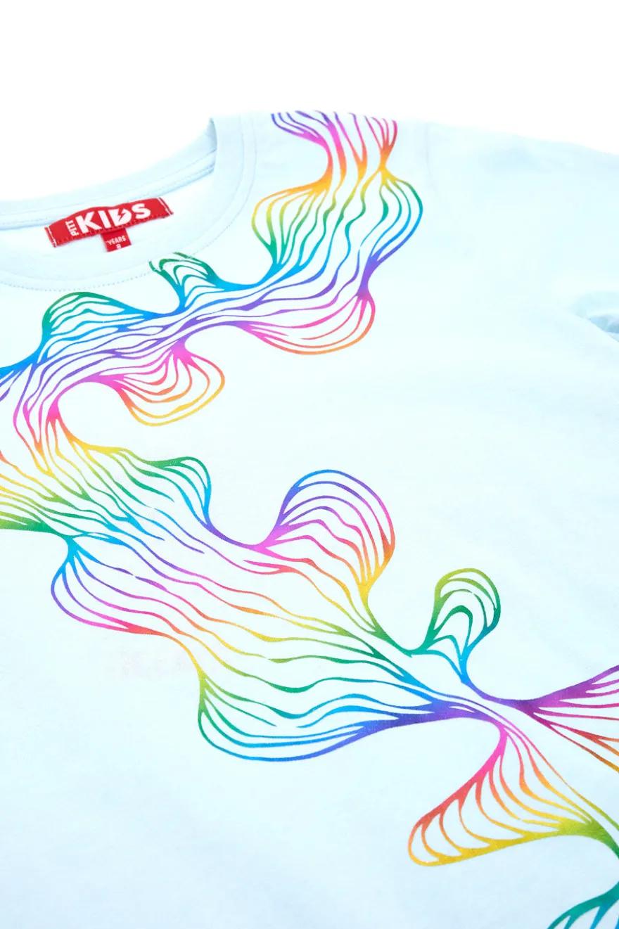 T-Shirt Celeste con Stampa Effetto Metallizzato Pitt Kids PT-G-T-05084