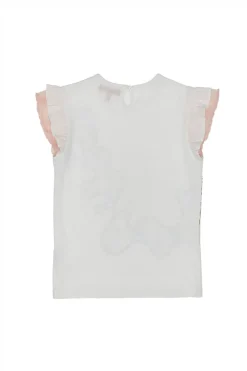 T-shirt con Volant Bianchi Pitt Kids 05083