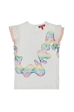 T-shirt con Volant Bianchi Pitt Kids 05083